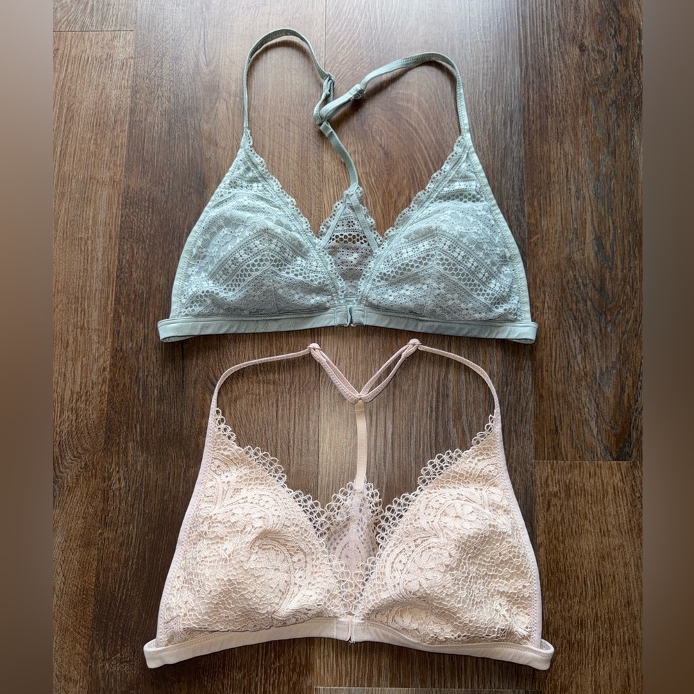 Victoria's Secret Lace Bralette Duo Bundle in Cream & Sage Green
